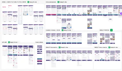 mockup screens within Figma